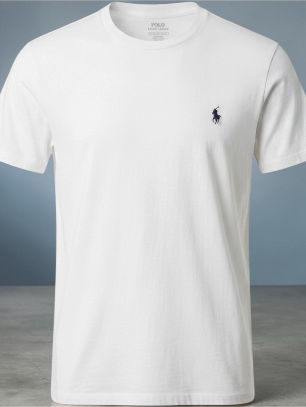 Ralph Lauren White Crewneck T-Shirt with Navy Pony Logo Large